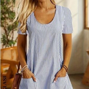 🌸Clasi Blue White Sheath Dress💙🤍